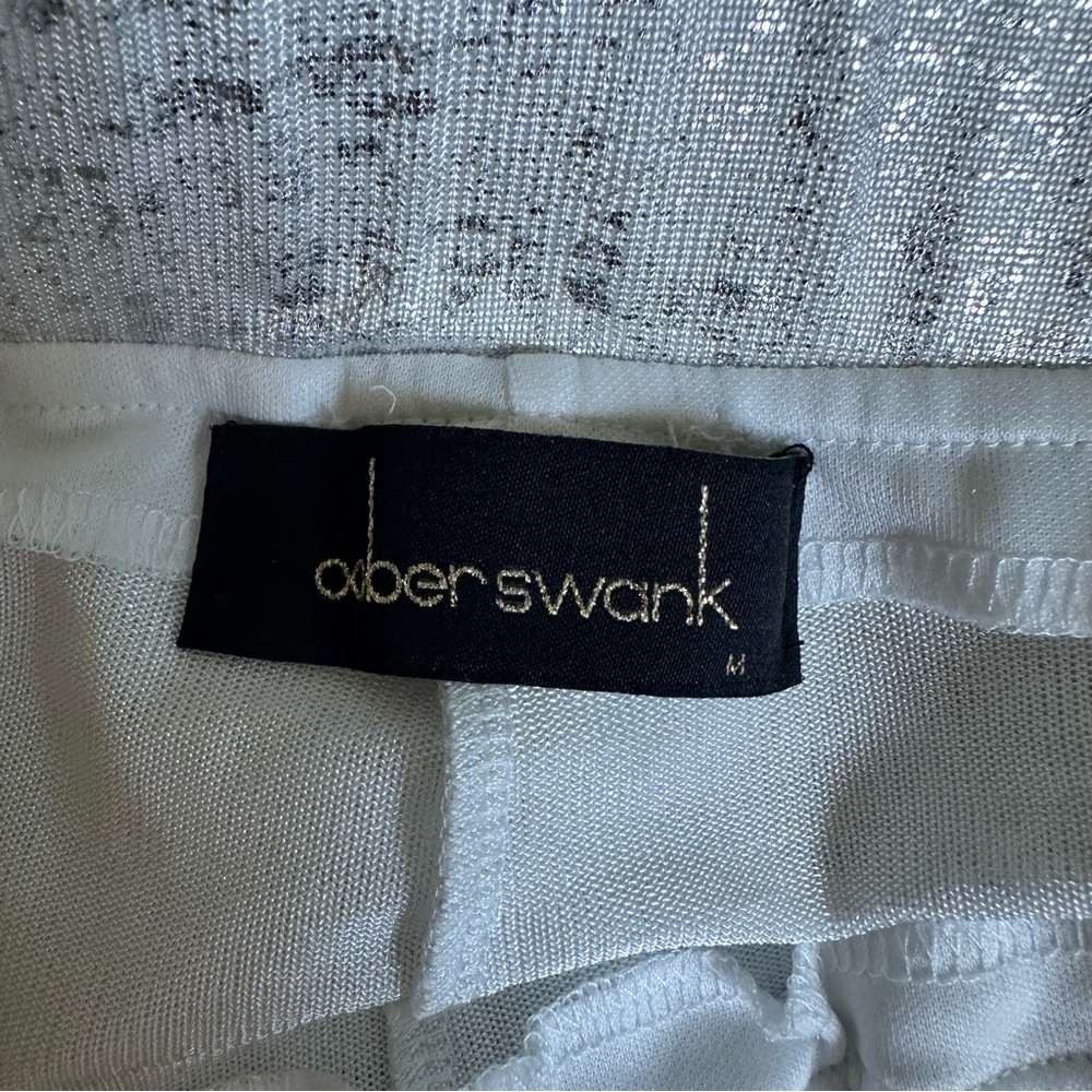 Oober Swank Silky White Metallic Drawstring Jogger Pants, NWOT, Size M - Picture 9 of 9